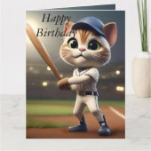 3D Funny Baseball Cat, Big Birthday Card Karte (Vorderseite)