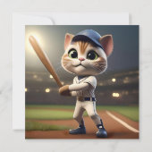 3D Funny Baseball Cat, Einladung (Rückseite)