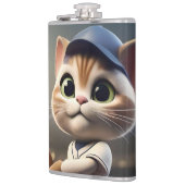 3D Funny Baseball Cat, Flachmann (Links)