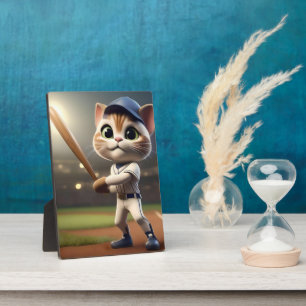 3D Funny Baseball Cat, Fotoplatte