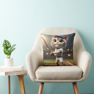 3D Funny Baseball Cat, Kissen