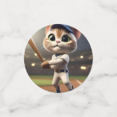 3D Funny Baseball Cat, Konfetti (Klein Vorderseite)