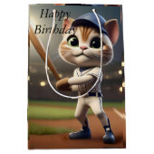 3D Funny Baseball Cat, Mittlere Geschenktüte (Vorderseite)