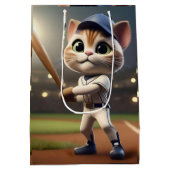 3D Funny Baseball Cat, Mittlere Geschenktüte (Rückseite)