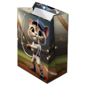 3D Funny Baseball Cat, Mittlere Geschenktüte (Rückseite Schrägansicht)