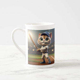 3D Funny Baseball Cat, Porzellantasse