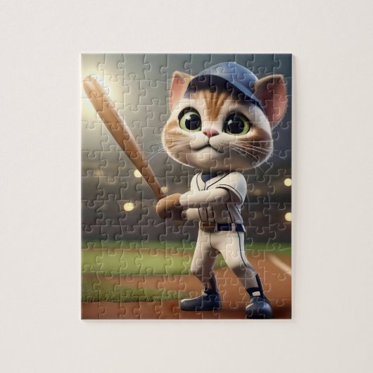 3D Funny Baseball Cat, Puzzle (Vertikal)