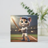 3D Funny Baseball Cat, Save The Date (Stehend Vorderseite)