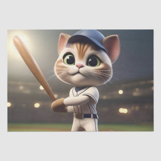 3D Funny Baseball Cat, Seidenpapier (Vorderseite)