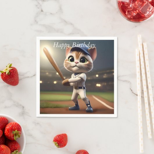 3D Funny Baseball Cat, Serviette (Beispiel)
