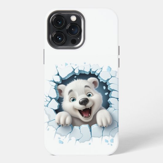 3d Funny Bear Break Ice iPhone Hülle (Rückseite)