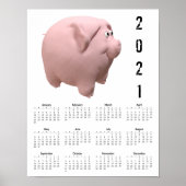 3D Funny Pig 1 Weißkalender Poster 2021 (Vorne)