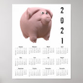 3D Funny Pig 2 Weißkalender Poster 2021 (Vorne)