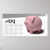 3D Funny Pig 3 Calendar Poster 2021 28x14 (Vorne)