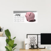 3D Funny Pig 3 Calendar Poster 2021 28x14 (Heimbüro)