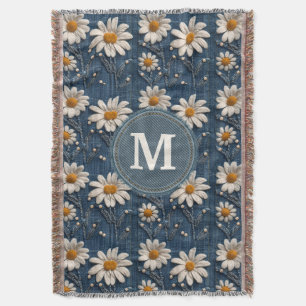 3D-Gänseblümchen-Stickerei-Denim-Blanket mit indiv Decke