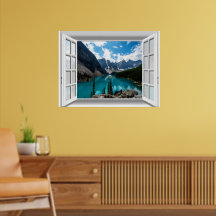 3D-Gebirge und Seelandschafts-Fensterimitation