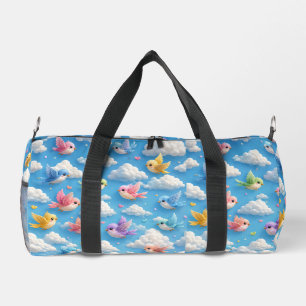 3D gedruckter farbenfroher Vogel und Himmel Duffle Bag