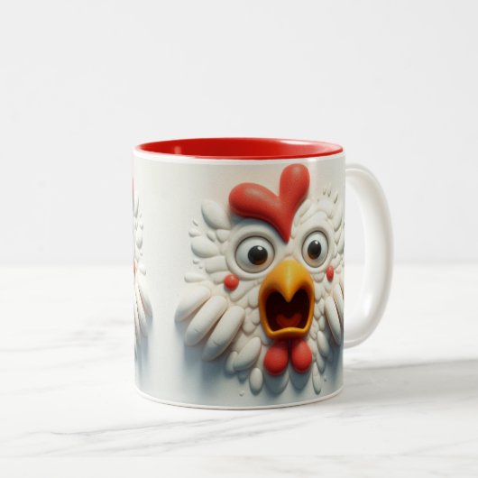 3D-gefürchtete Hühner Funny Animals Zweifarbige Tasse (VorderseiteRechts)