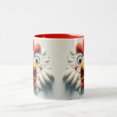 3D-gefürchtete Hühner Funny Animals Zweifarbige Tasse (Mittel)