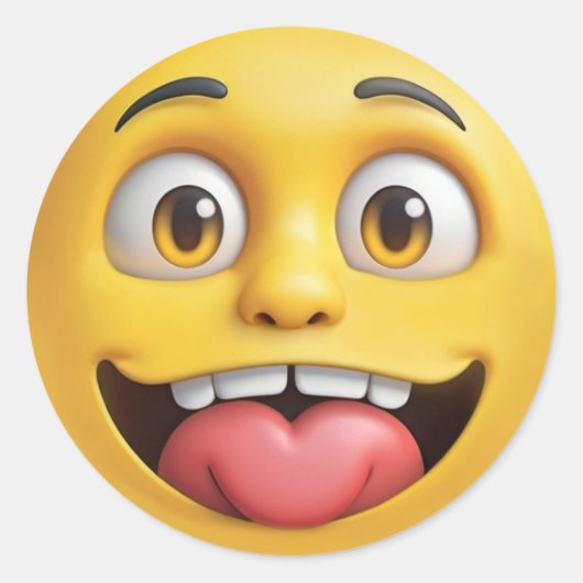 3D-Gelbe Emoji Runder Aufkleber (Vorderseite)