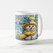 3D gelber Weihnachts-Schneemann Kaffeetasse (VorderseiteRechts)