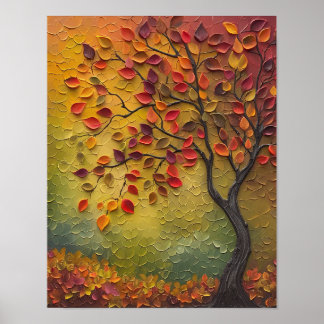 3D-Gemälde Herbstbaum Poster