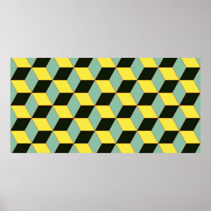 3D-geometrisch Vintages nahtloses Muster mit c Poster