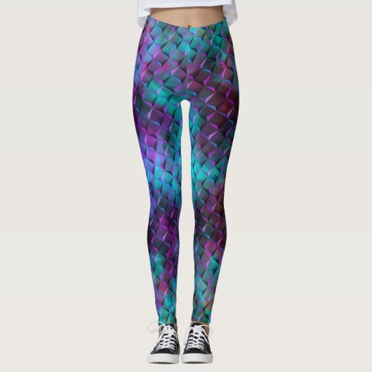 3D geometrische Formen, rosa bis bläulich lila gef Leggings (Vorderseite)