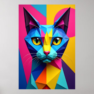 3D geometrische Pop-Art-Katze Poster