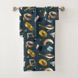 3D Geometrisches Muster Badhandtuch Set