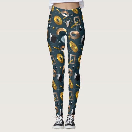 3D geometrisches Muster Leggings (Vorderseite)