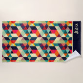 3D Geometrisches Muster RETRO Ästhetischer Name Strandtuch (Vorderseite)