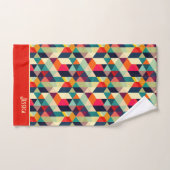 3D Geometrisches Muster RETRO Mit Monogramm Name Badhandtuch Set (Handtuch)