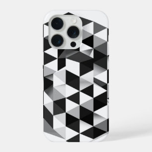 3D Geometrisches Würfel Monochrome Illusionsmuster iPhone 15 Pro Hülle