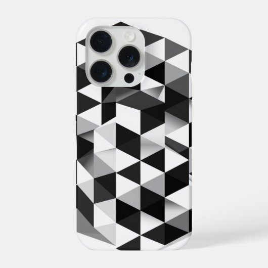 3D Geometrisches Würfel Monochrome Illusionsmuster iPhone Hülle (Rückseite)