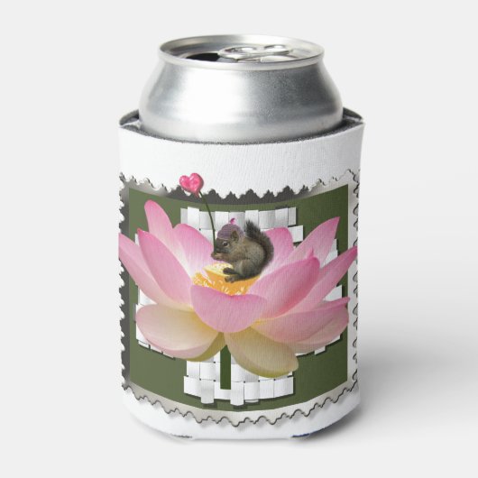 3D Gerahmt Adorable Baby Eichhörnchen auf Blume Dosenkühler (Kanne Vorderseite)