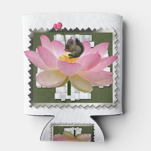 3D Gerahmt Adorable Baby Eichhörnchen auf Blume Dosenkühler (Rückseite)