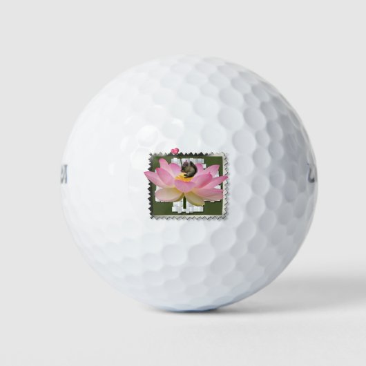 3D Gerahmt Adorable Baby Eichhörnchen auf Blume Golfball (Vorderseite)