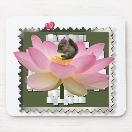 3D Gerahmt Adorable Baby Eichhörnchen auf Blume Mousepad (Vorne)