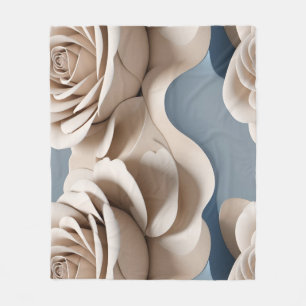 3D-gerenderte Rosen in Blautönen und Weiß Fleecedecke