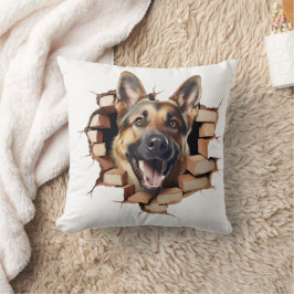 3D German Shepherd Cracked Hole Kissen