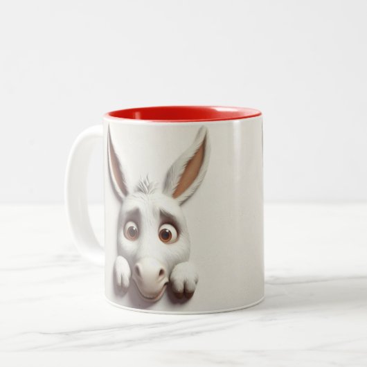 3D-gescannte Donkey-Funny-Tiere Zweifarbige Tasse (Vorderseite Links)