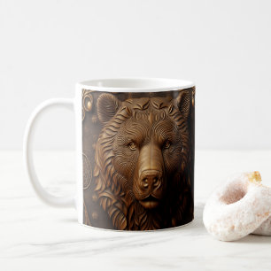 3D-geschichteter Lederschau gedruckter Grizzlybär Kaffeetasse