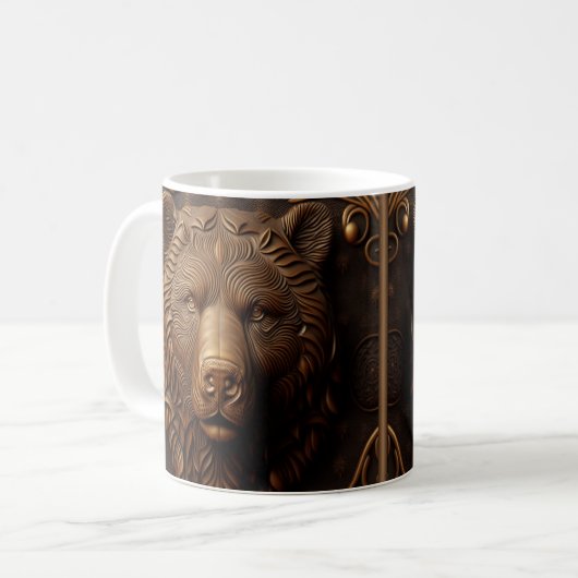 3D-geschichteter Lederschau gedruckter Grizzlybär Kaffeetasse (Vorderseite Links)