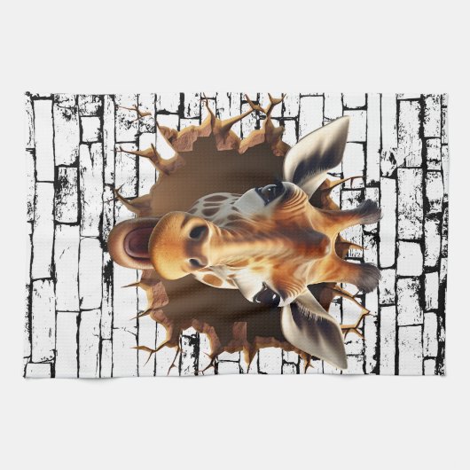 3D Giraffe Wallfahrtskirche Madonna del Sasso Geschirrtuch (Horizontal)