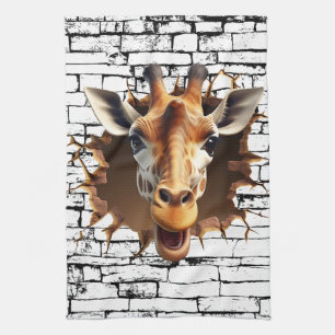 3D-Giraffen-Wandbruch-Kunst – Realistischer Safari Geschirrtuch