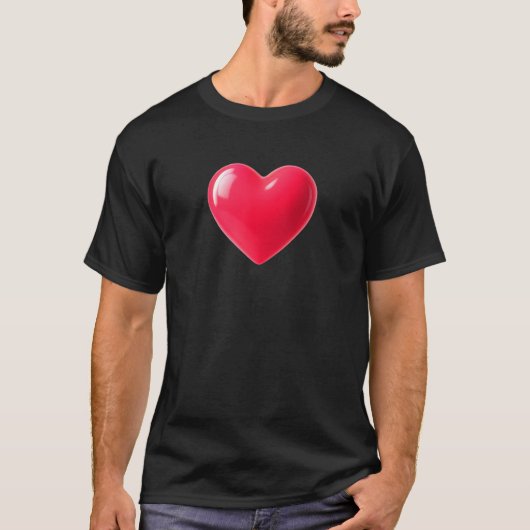 3D glänzendes rotes Herz T-Shirt (Vorderseite)