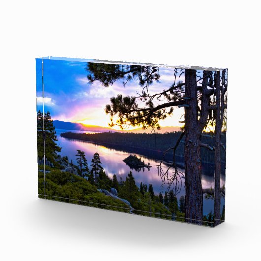 3D Glass Lake Tahoe Emerald Bay Art Fotoblock (Rechts)