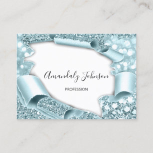 3D Glitzer Makeup Event Friseur Aqua White Visitenkarte